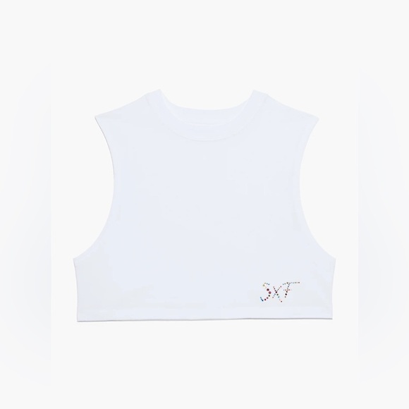 Savage X Fenty Show Your Colors Cropped Sleep Top White Cotton Pajama Size XL - Picture 6 of 6